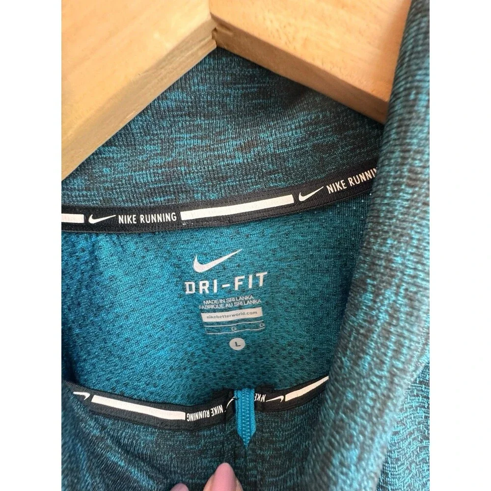 Nike Knit 1/2 Zip Dri Fit Top Mens L Blue Green Black 659369-408